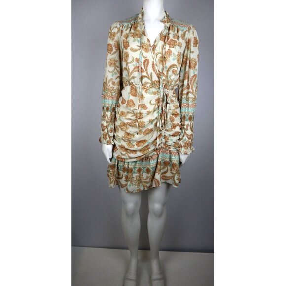 DRESS FORUM LOS ANGELES - WOMEN'S BOHO FLORAL PRINT LONG SLEEVE RUFFLE DRESS - S - Picture 2 of 9